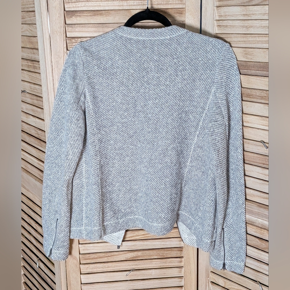 Eileen Fisher Petite Organic Cotton Moto Jacket Textured Zip Front PM - Picture 6 of 7